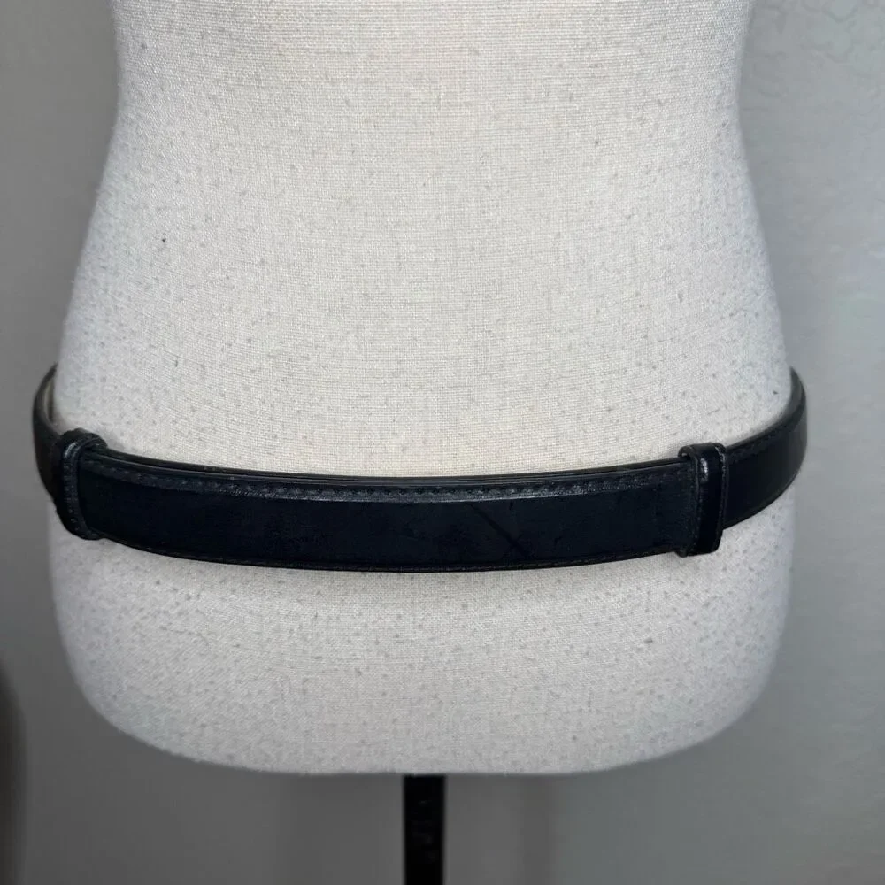 Faux‎ Leather Belt Brown Adjustable With Interlocking Hammered Metal Buckle Sz L
